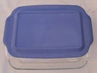 Glass Pyrex Casserole Dish with Lid 3 Quart Ribbed 3 L 13x9x2 Blue Plastic Clear — photo 1