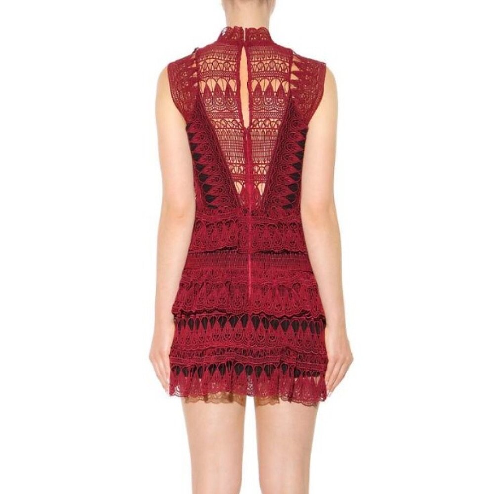 Self-Portrait Teardrop Guipure Lace Paneled Mini Dress
