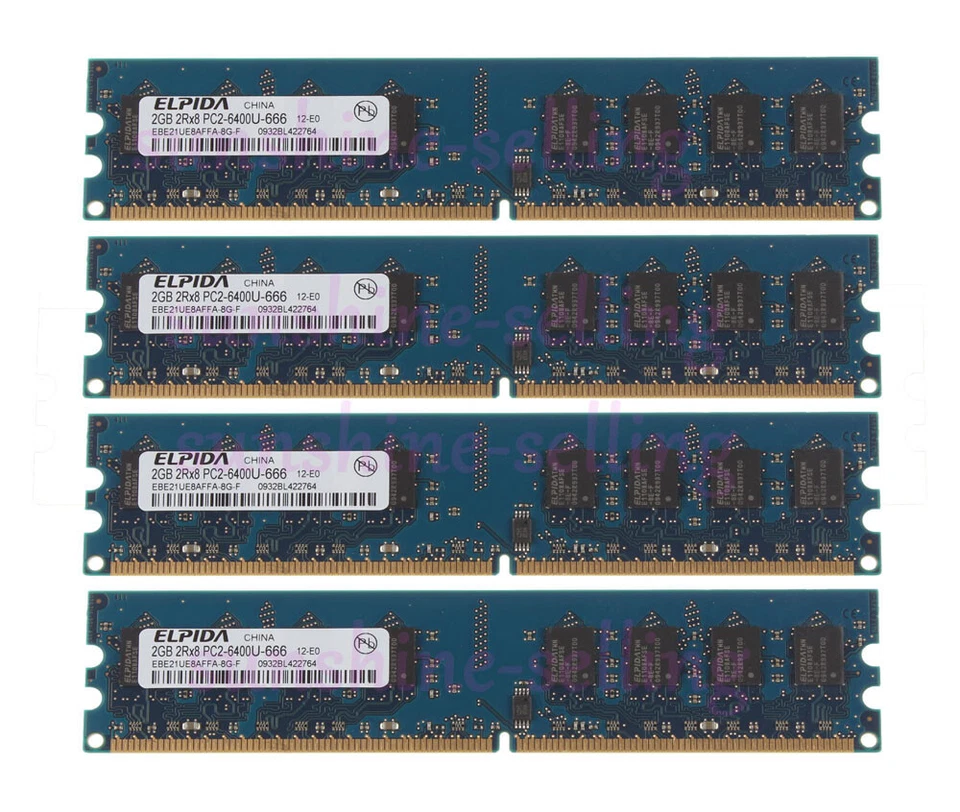 10pcs Elpida 2GB 2Rx8 PC2-6400U DDR2 800MHz 240pin DIMM Desktop Memory RAM Test - Image 2 of 4