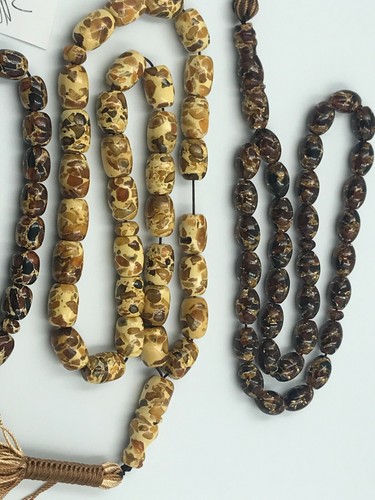 3 GENUINE OVAL/BARREL/MULTICOLOR WORRY PRESSED POLAND AMBER TASBIHمسبحة التسبيح - Picture 11 of 12