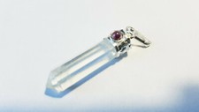 Bergkristall Anhänger Pendentif mit Granat Auge