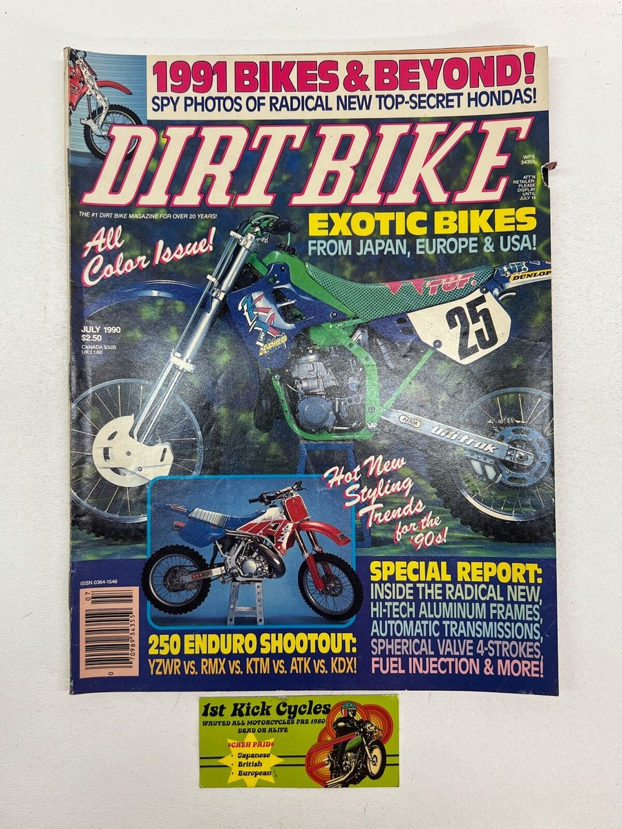 DIRT BIKE MAGAZINE JULY 1990 ATK 250 KAWASAKI KDX200 KTM 250 EXC