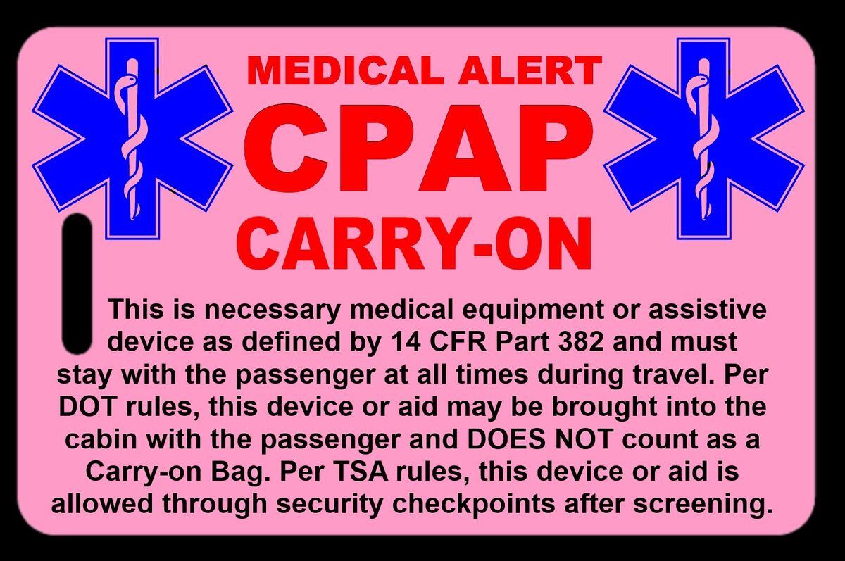 Personalized Pink Carry-On CPAP Bag Tag - TSA - Sleep Apnea | eBay