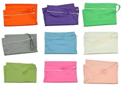 Plain Colour Single Zip Waterproof Baby Wet Bag Nappy Bags Pouch Green Blue Red - image 1 of 3