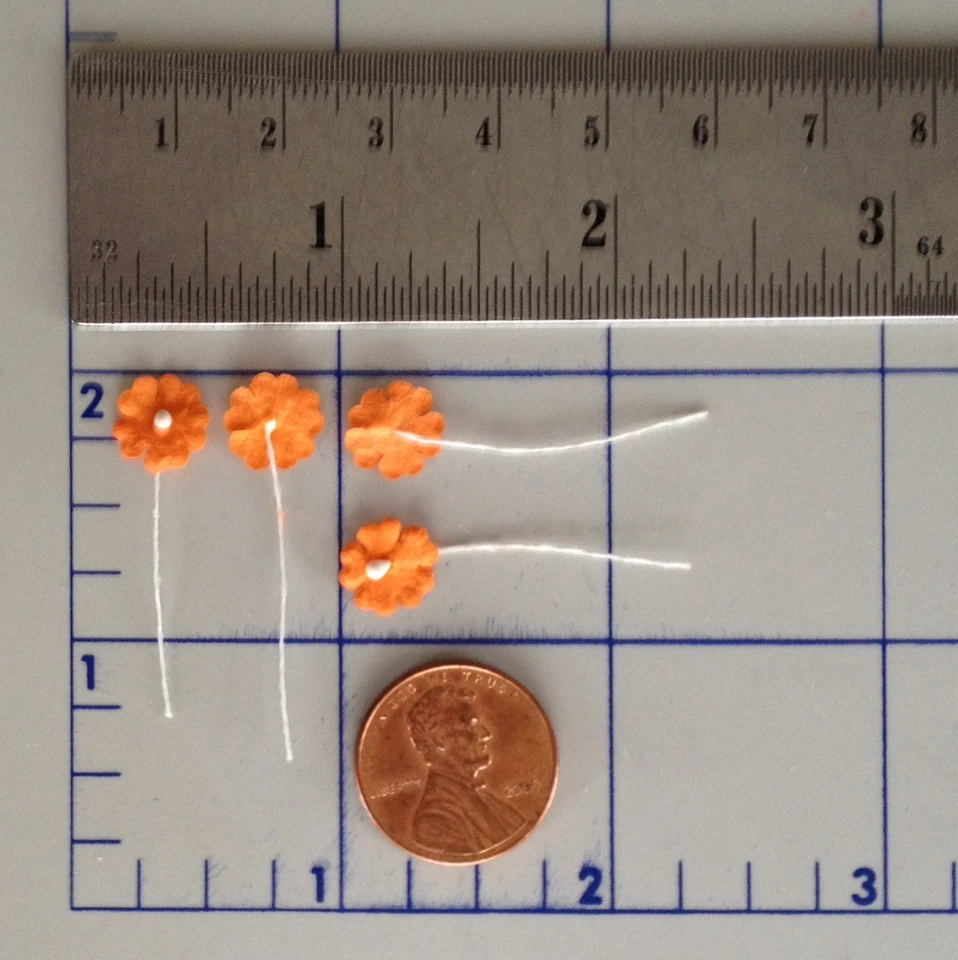 20 Flores Naranja Pequeño Hecho a Mano Morera Papel Polen Otoño Muñecas Sombrero Miniatura Foto 3 de 3