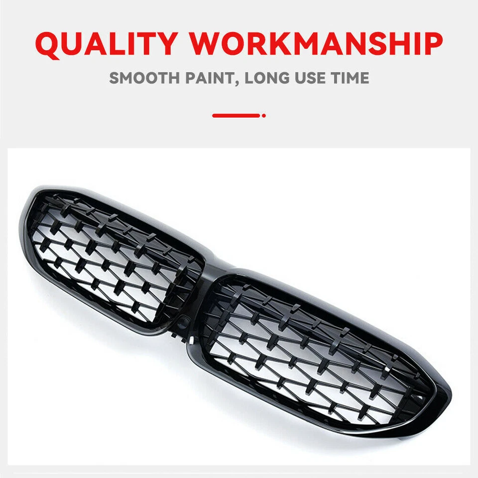 Parrilla delantera para BMW G20 330i M340i 2019-2022 negro brillante diamante Foto 4 de 4