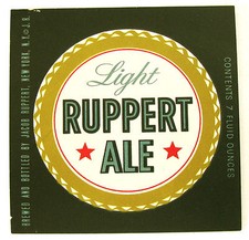 Jacob Ruppert RUPPERT ALE - LIGHT label NY 7oz