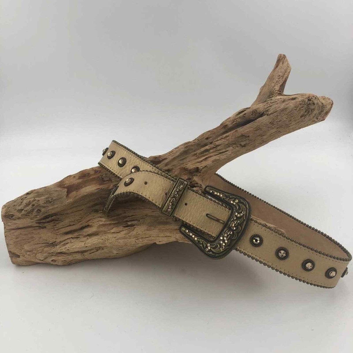 LEATHEROCK Gold Swarovski Crystal Embellished Leather Belt  display picture 1
