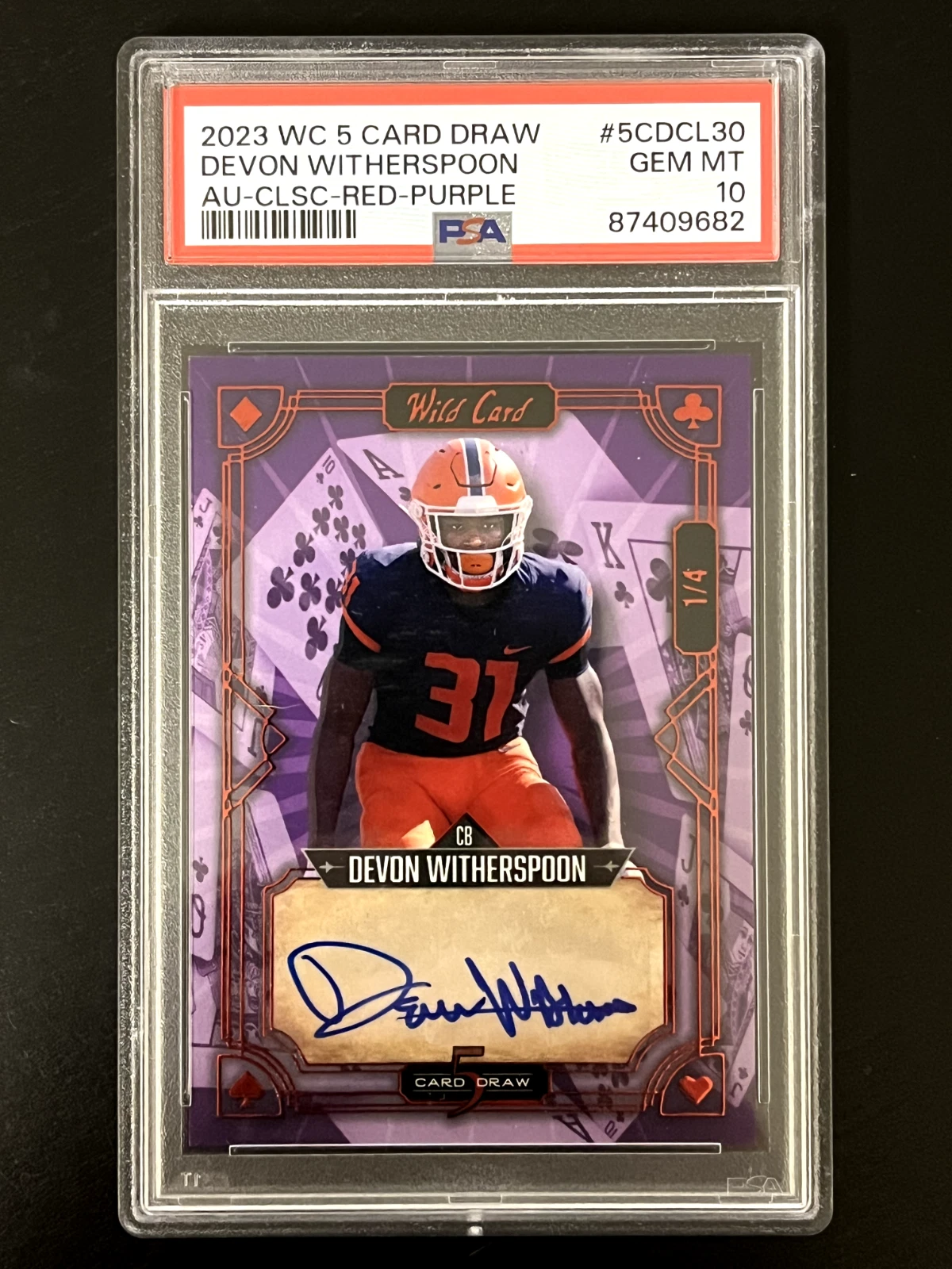 Devon Witherspoon Wild Card 5 Card Draw Autographs #5CDCL30 Classic-Red Foil-Purple
