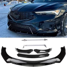 Front Bumper Lip Splitter Spoiler Glossy Black For 23-25 ACURA INTEGRA A-SPEC