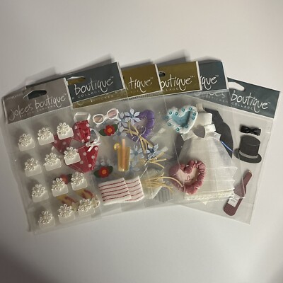 Lot Of 6 Jolee s Boutique 3D Stickers Wedding Marriage Hearts Beach Flowers