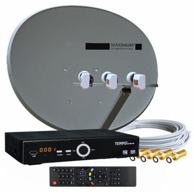 2-Teilnehmer Satanlage MAXIMUM E-85 Russische TV HD Sat-Receiver USB  Sat-Anlage