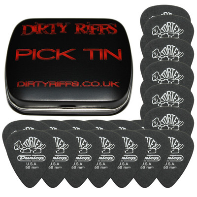 24 Dunlop Tortex Pitch schwarz Standard Gitarren-Plektren - 0,50 mm in einer handlichen Plektrum-Dose