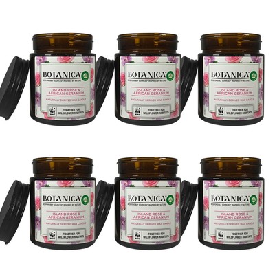 6x Air Wick Botanica Wax-Duftkerze im Glas Island Rose & African Geranium 120g