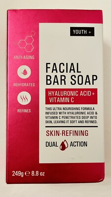 Facial Bar Soap With Hyaluronic Acid Plus Vitamin C.