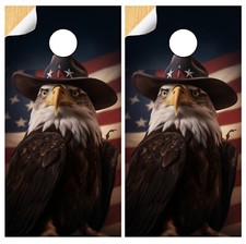 C339 Eagle Flag Cornhole Board Wraps LAMINATED Wrap Decals Vinyl Sticker Skins