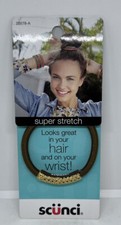 Scunci 1 Piece Super Stretch Hair Or Wrist Elastic Brown With Gold Embellishment