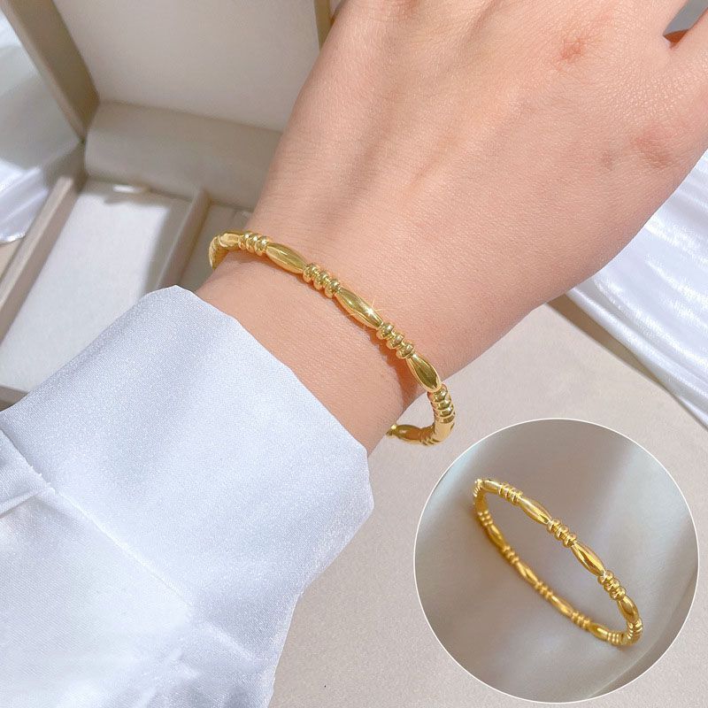 Gold Bangle abstract textured stacking bangle non tarnish