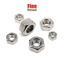1/10pc Fine Thread M3M4M5M6-M12 DIN934 304 A2-70 Stainless Steel Hex Hexagon Nut