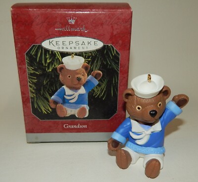 Vintage Hallmark Christmas Ornament - Grandson - Bear in Sailor Suit MIB
