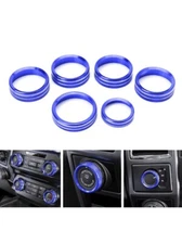 6pc Blue AC Stereo Volume/Tune Trailer Switch Knob Ring Covers For 2016-20 F-150