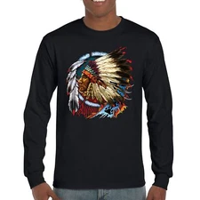 Native American Chief Long Sleeve T-shirt War Bonnet Dreamcatcher Indigenous