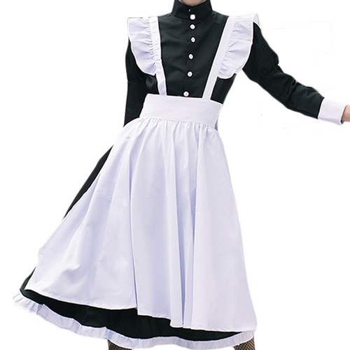 Women Men Anime French Maid Apron Lolita Fancy Dress Cosplay Costume