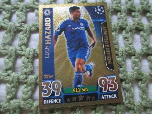 Match Attax Champions League 15/16 LE3 Eden Hazard Gold Limited Edition Card - Picture 1 of 2