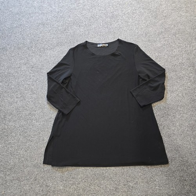 #ad Sympli Top Womens Size 14 Black Tunic Stretchy Slinky Minimalist Basic Capsule $29.74
