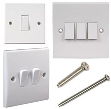 PACK OF 2  LIGHT SWITCH WHITE  1/2/3 GANG 1 WAY PLASTIC 10A UK