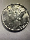 1942 P Mercury Silver Dime, Unc BU FB, Full Split Bands , 90% Silver Coin  Ms ++