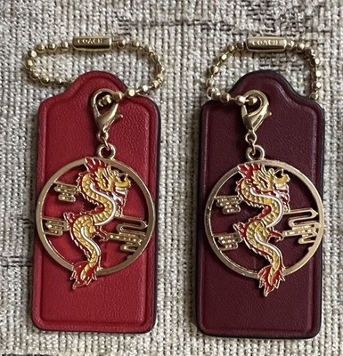 Genuine Coach 2.25” Red Leather HangTag Lunar New Year Dragon Gold