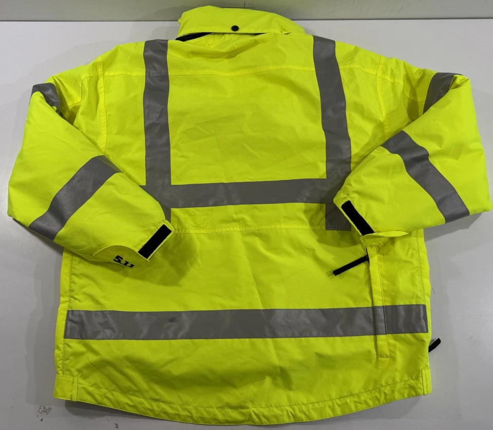 NWT LARGE 5.11 TACTICAL MENS 3-IN-1 PARKA JACKET HIGH VIS YELLOW 48033 w BLEMISH - Image 3 of 4
