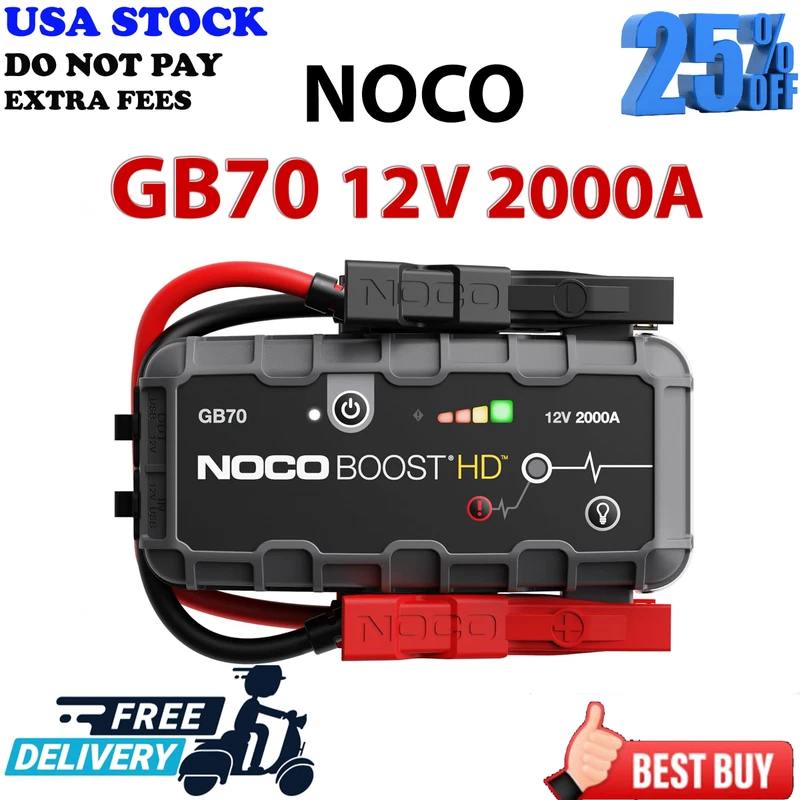 NOCO Boost GB70 2000A 12V UltraSafe Lithium Battery Jump Starter Booster Kit