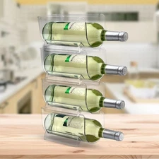 Set of 4 Refrigerator Wine Rack Cabinet Water Bottles Storage Organizer Stack...