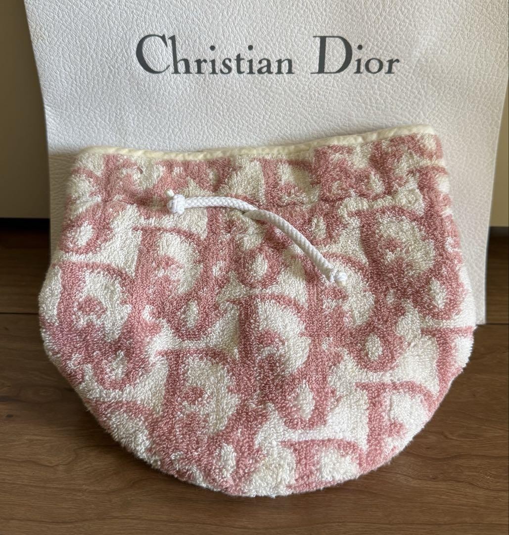 Christian Dior Trotter Print Toweling Bag/Pouch Cotton Pink