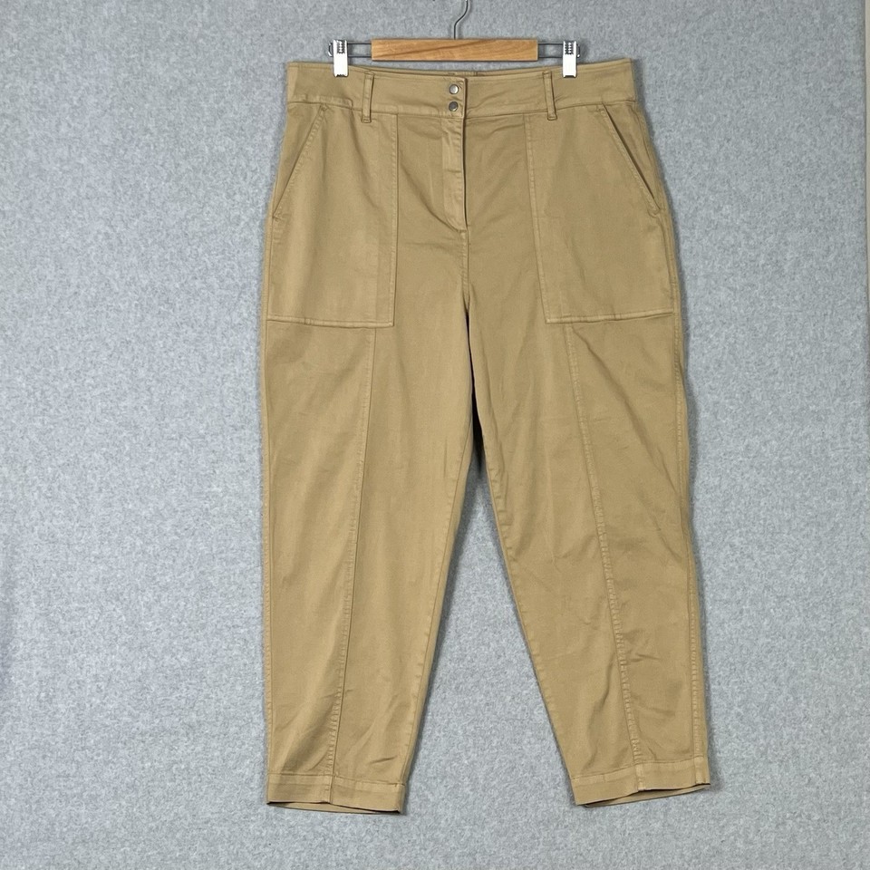 Sussan Pants Womens 18 Tan Beige High Waisted Tapered Cotton Blend Classic