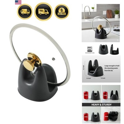 Dishwasher Safe Matte Black Ceramic Pot Lid Holder - Modern Kitchen Accessory