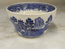 Vintage North Staffordshire Pottery Blue & White Willow Pattern Sugar Bowl