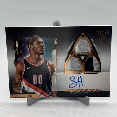 2023-24 Topps Three - Rookie 3 Patch Autographs Scoot Henderson #103 Bronze...