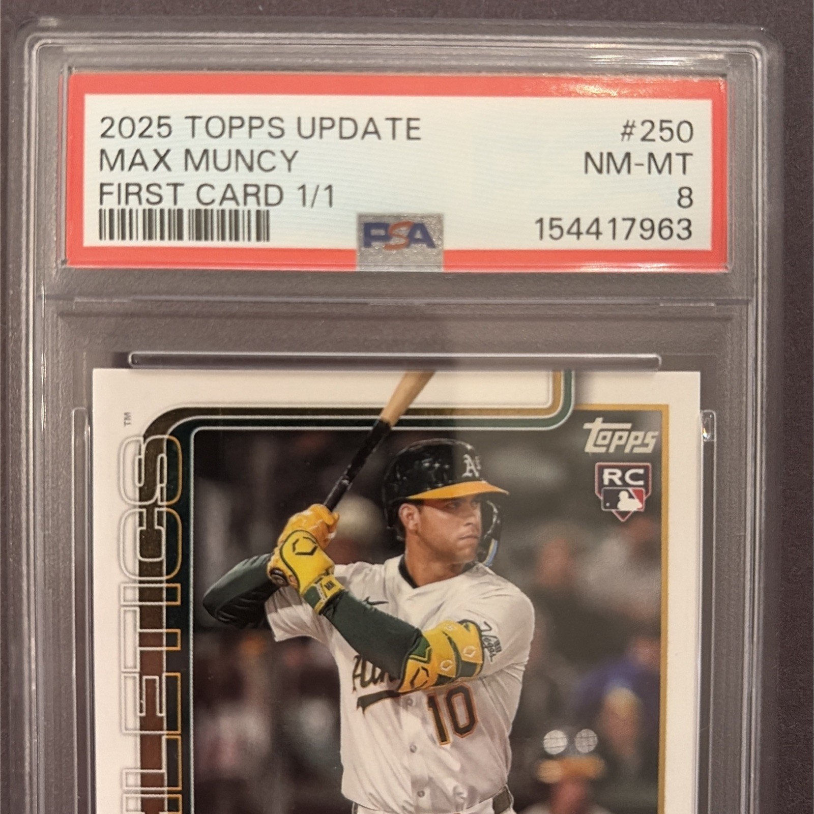 2025 Topps Update Max Muncy First Card 1/1 PSA 8 view 3