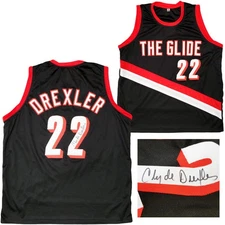 SALE! Portland Trailblazers Clyde Drexler Signed Black Jersey The Glide JSA