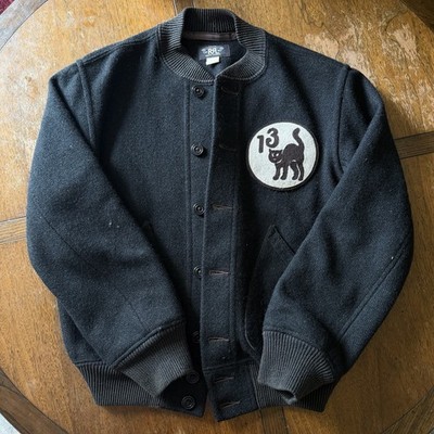 RRL Double RL Black Cat 13 Dixon Varsity Jacket Mens Brown Ralph