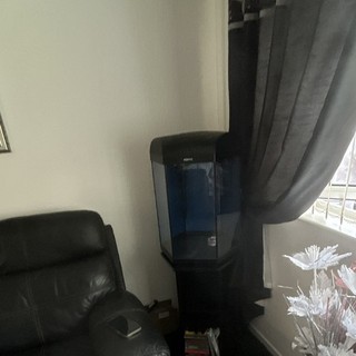 Corner Glass Fish Tank with Stand 35L Freshwater Black 41x41x55cm