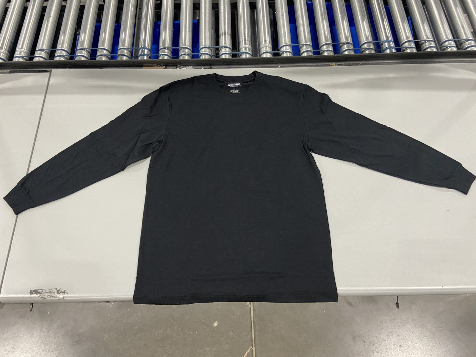 ЛЕГКАЯ МУЖСКАЯ ФУТБОЛКА ACTION THREAD APARREL С ДЛИННЫМ РУКАВОМ - РАЗМЕР: БОЛЬШОЙ - ЧЕРНЫЙ