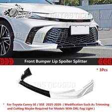 For Toyota Camry SE XSE 2025-2026 V Style White + Black Front Bumper Lip Spoiler
