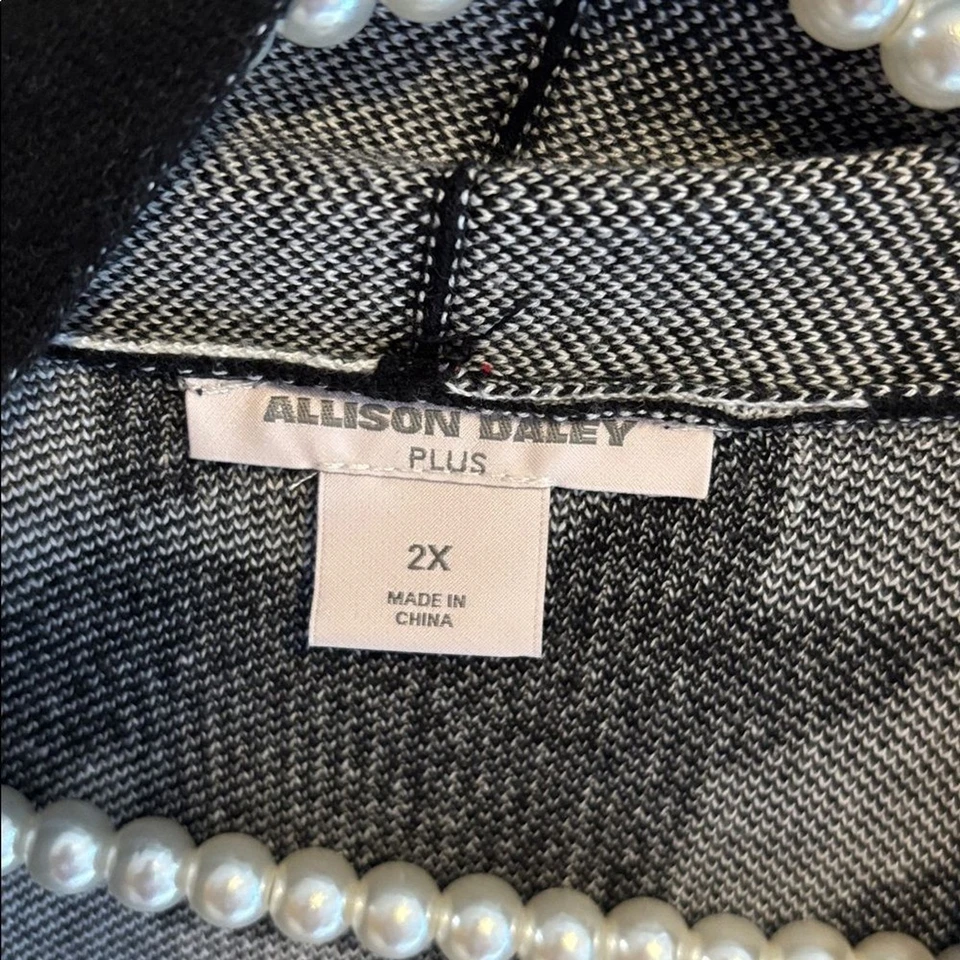 Cárdigan pata de gallo blanco y negro Allison Daley talla 2x  Foto 4 de 4