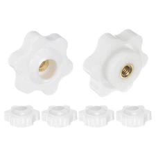 6pcs Star Knobs M4 Thread 25mm Head Through Hole Brass Insert Hand Knob White