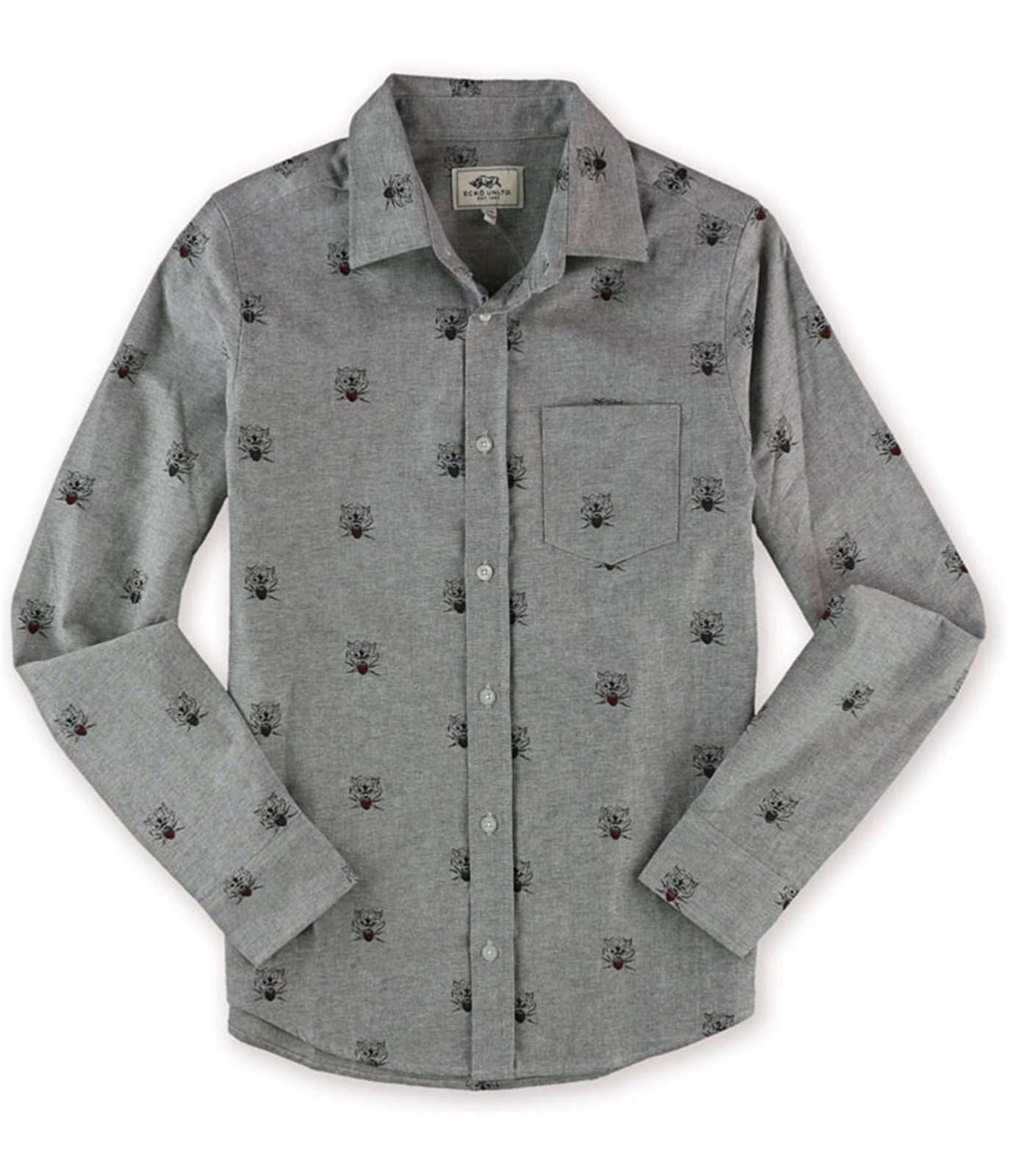 Ecko Unltd Mens Hell Bent Allover Button Up Shirt Grey X-Small 4990₽