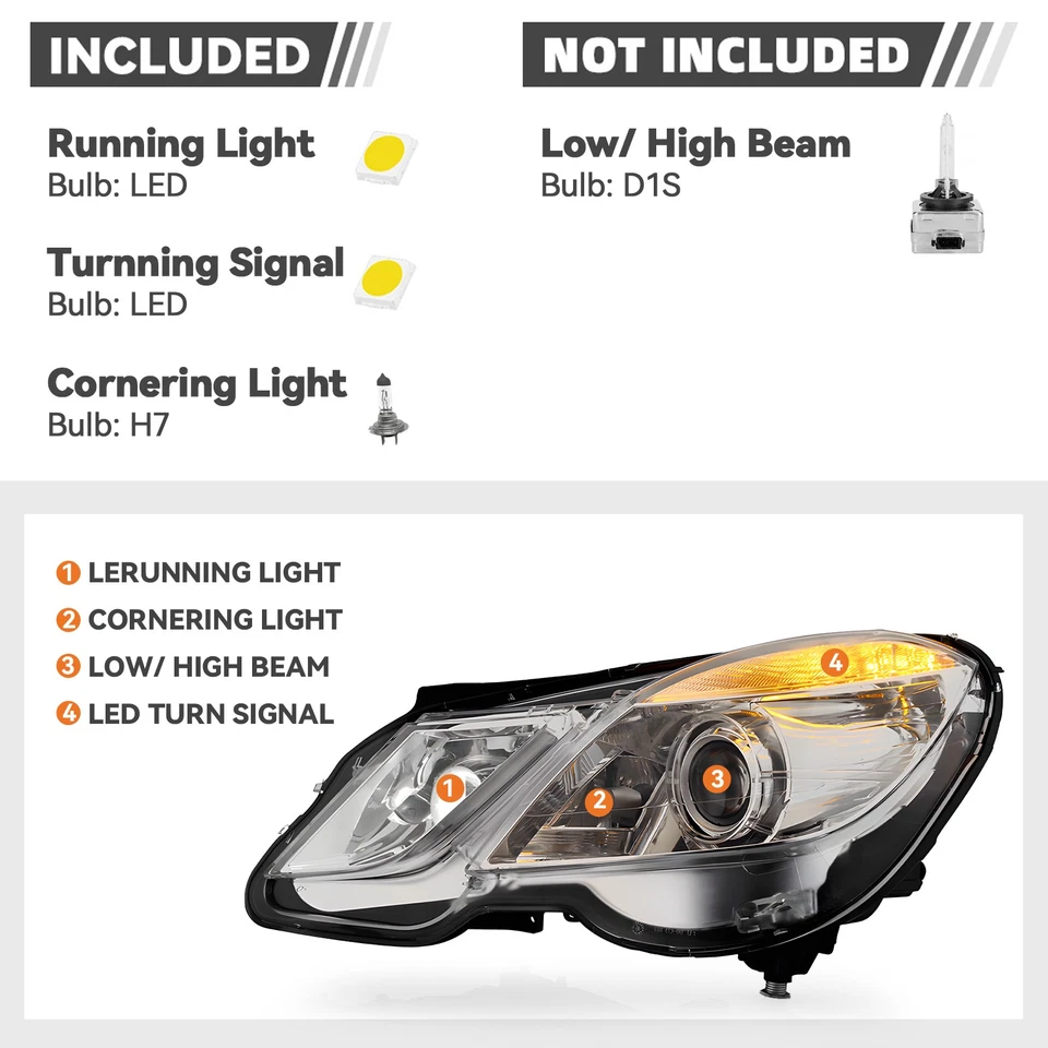 For 2010-2013 Mercedes-Benz W212 Xenon/HID Headlight w/AFS Projector Left Driver Foto 2 de 4